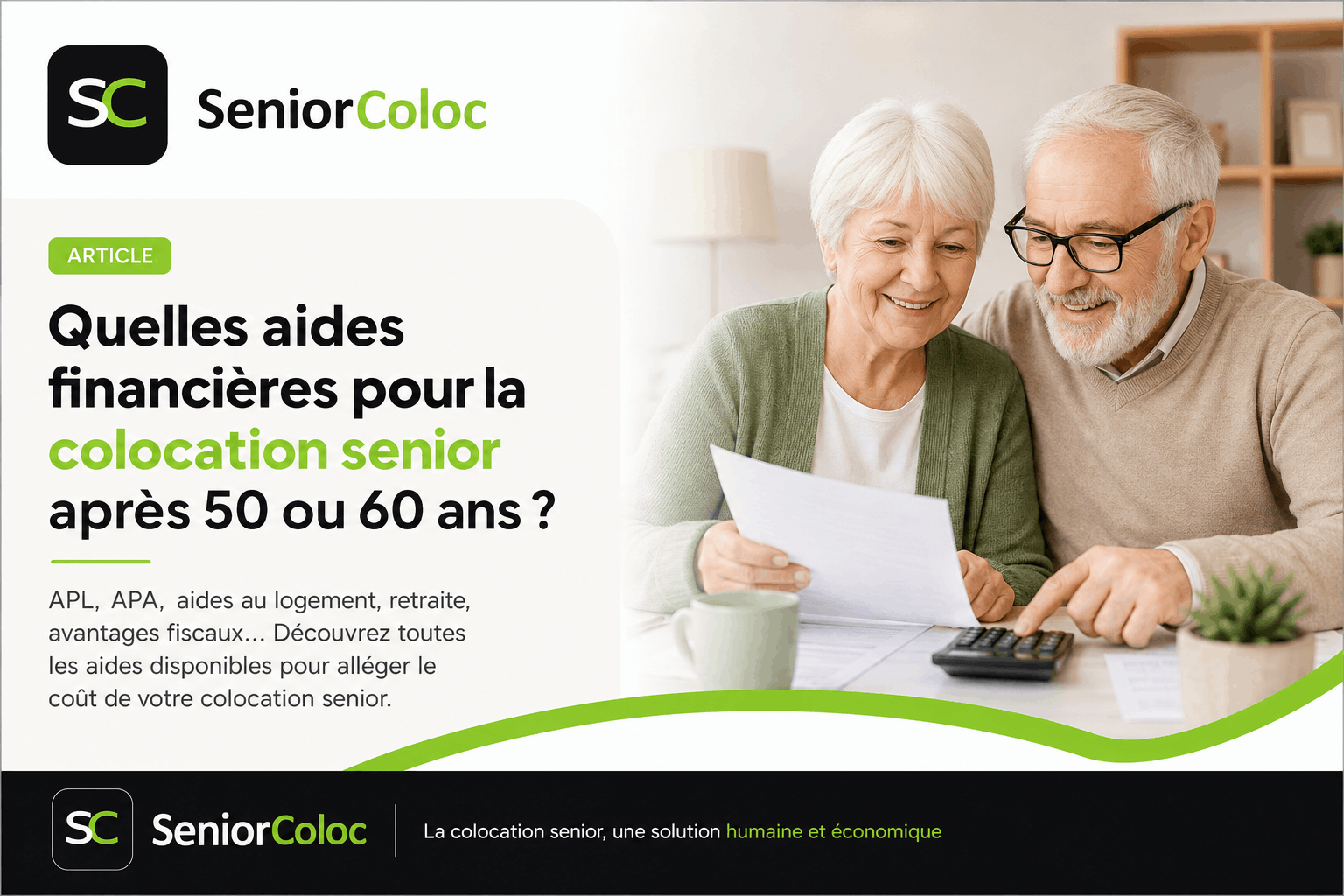 Couple de seniors consultant des documents financiers dans le cadre d’une colocation senior avec aides au logement et aides financières