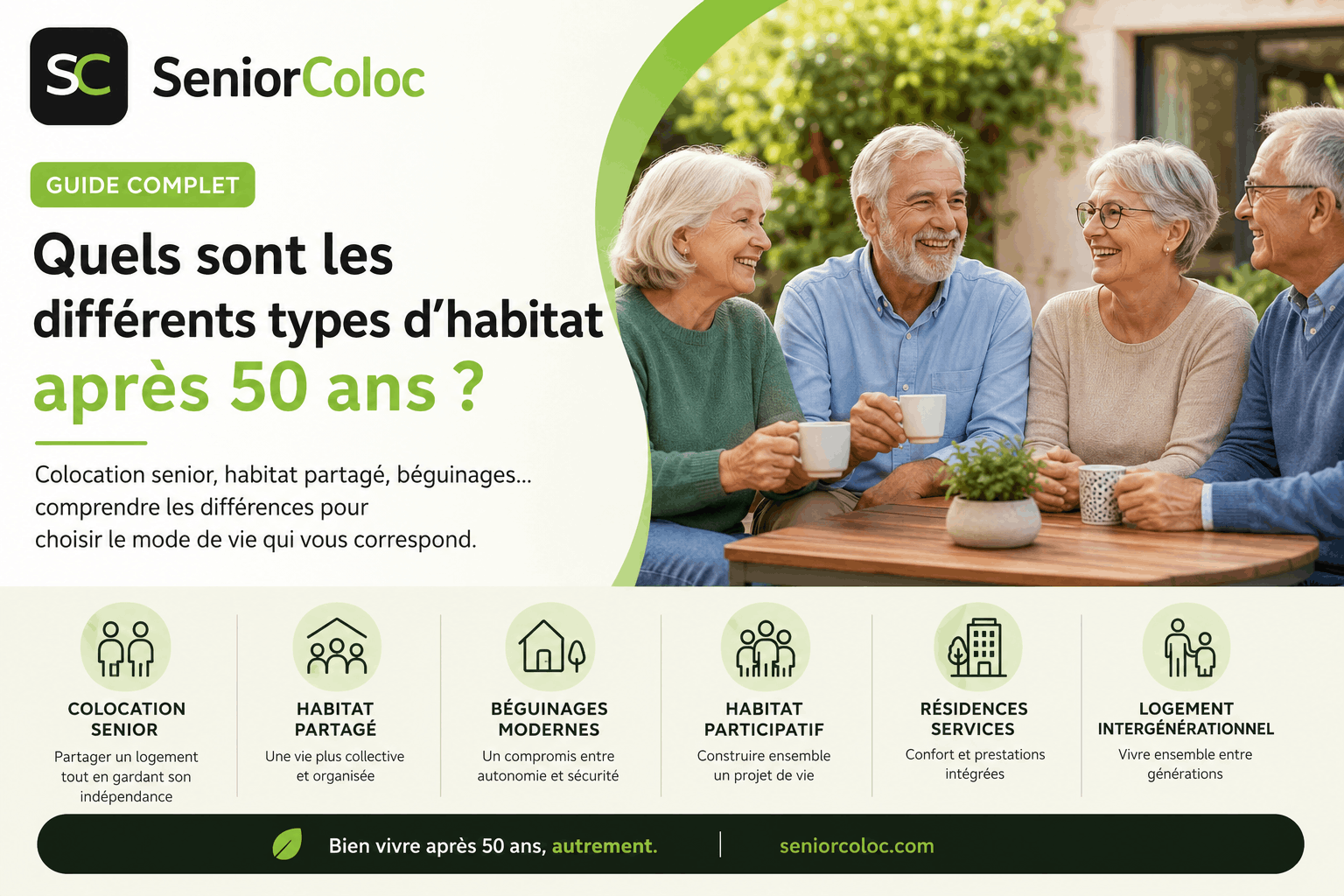 Différents types d’habitat après 50 ans : colocation senior, habitat partagé, béguinages et résidences services